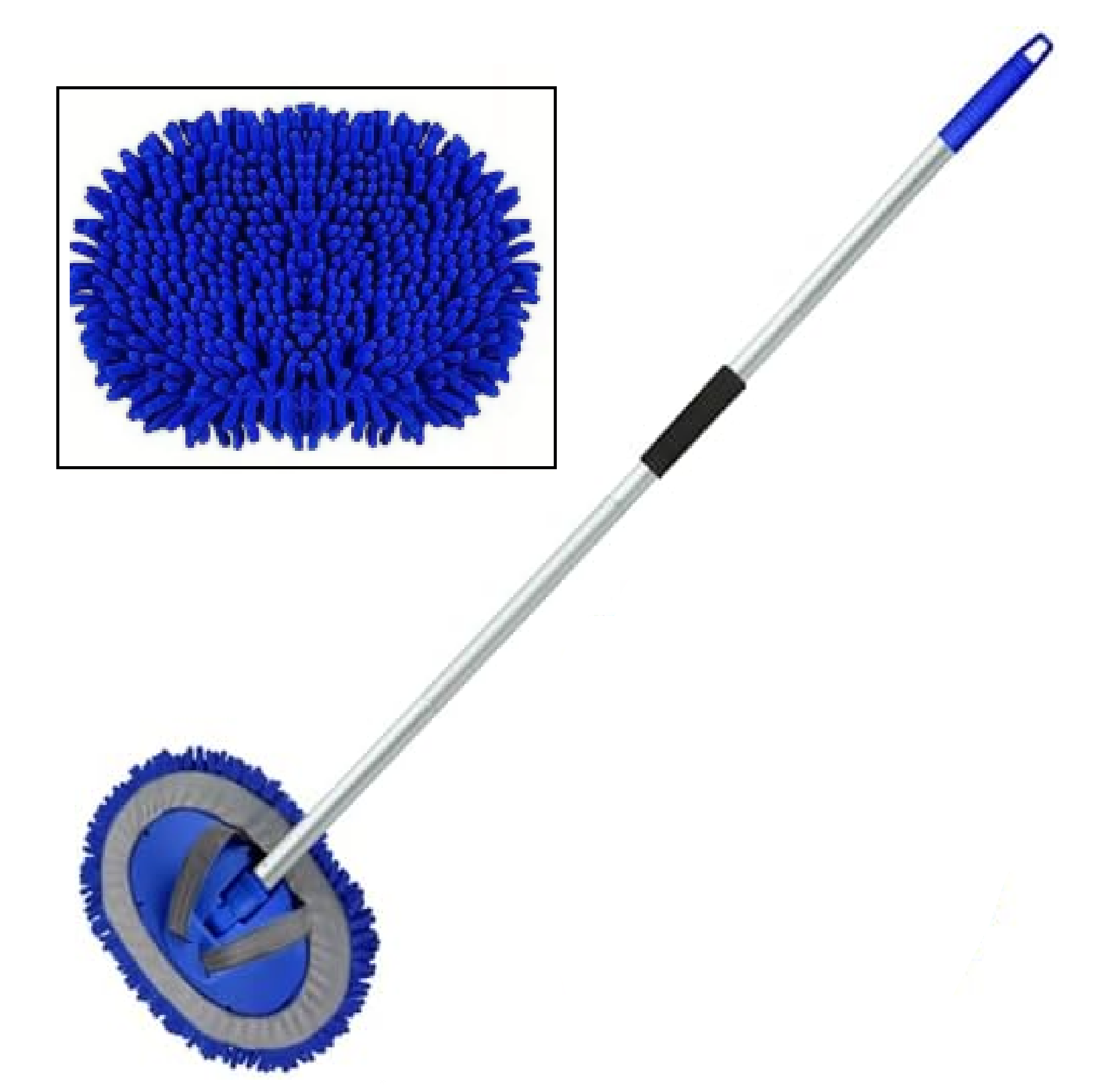 River 2-IN-1 TELESCOPIC Chenille Premium SCRATCH-FREE Microfiber WASH MITT MOP